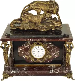 Сейф-часы "Львиная семья" яшма