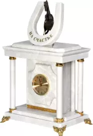 Сейф-часы "На счастье" малый (белый мрамор)