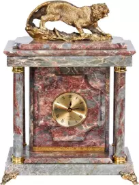 Сейф-часы "Тигр" малый (серо-красный мрамор)