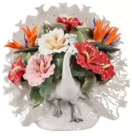 Музыкальная керамическая статуэтка "Павлин"