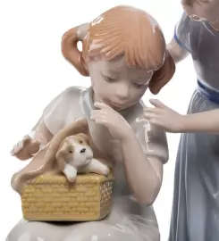 Ceramic figurine "Girls with a dog"