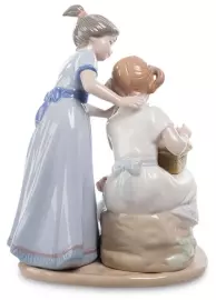 Ceramic figurine "Girls with a dog"