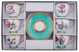 Flower of Naples tea set for 6 persons (12 items)