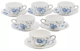Чайный сервиз "Голубая бабочка" на 6 персон, 12 предметов