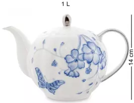 Чайный сервиз "Голубая бабочка" на 6 персон, 15 предметов