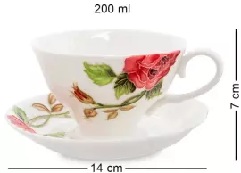 Чайный сервиз "Роза Рафаэлло" на 6 персон, 15 предметов