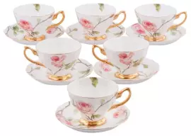 Italian Rose tea set for 6 persons (12 items)