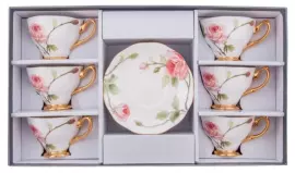 Italian Rose tea set for 6 persons (12 items)