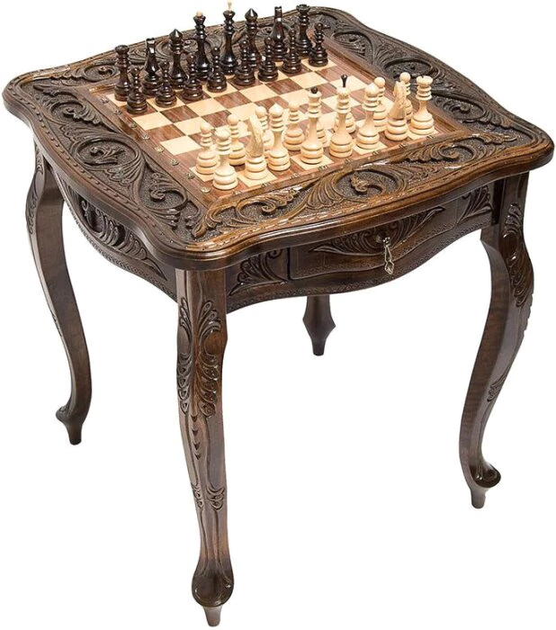 Carved "Monogram" chess table