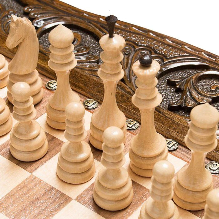 Carved "Monogram" chess table
