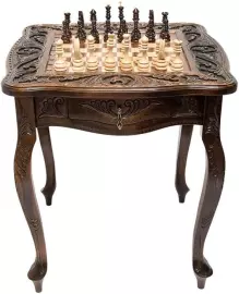 Шахматный стол резной "Вензельный"