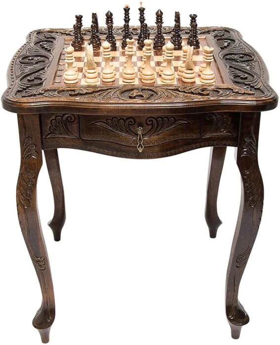 Carved "Monogram" chess table