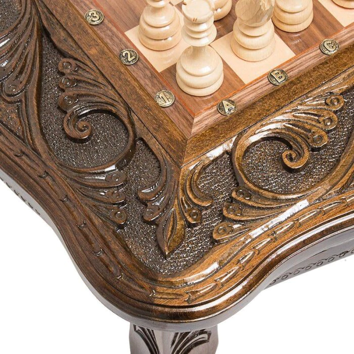 Carved "Monogram" chess table