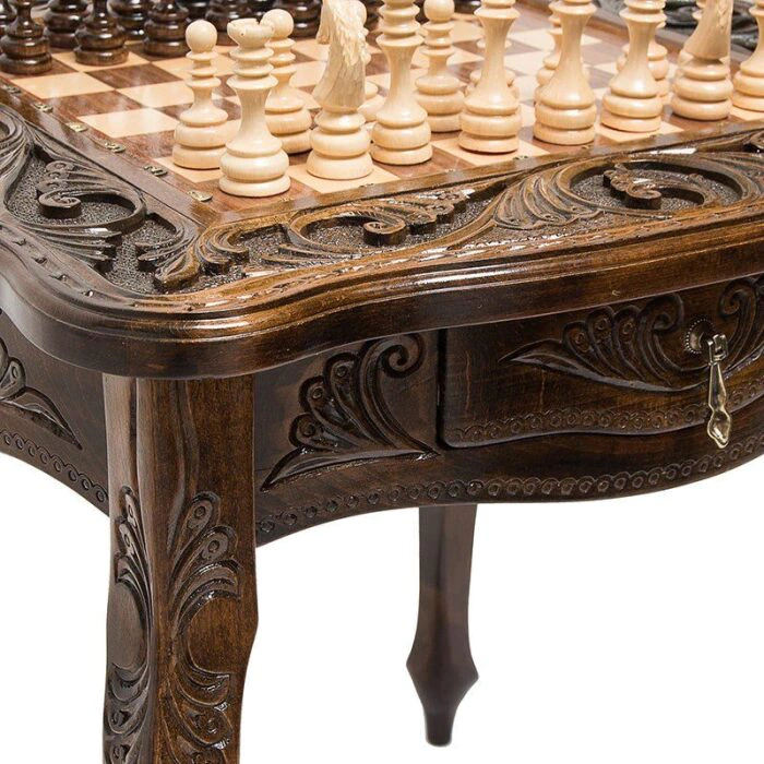 Carved "Monogram" chess table