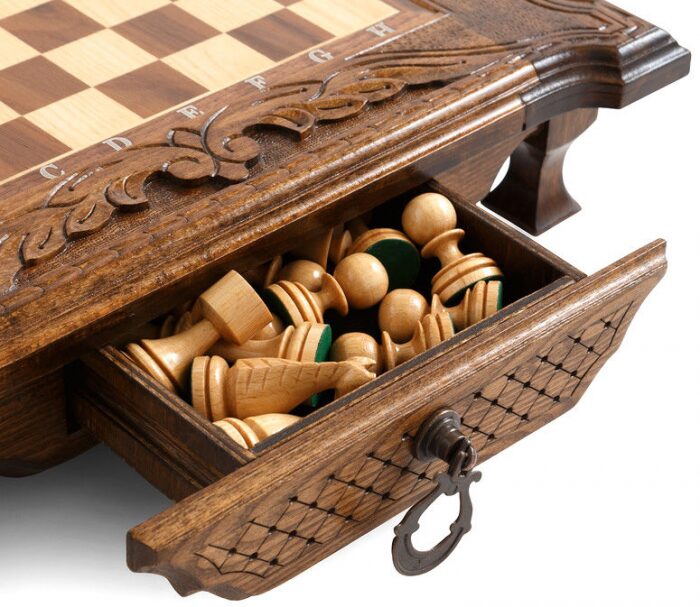 Chess carved in the "Ornament" casket is medium, with drawers