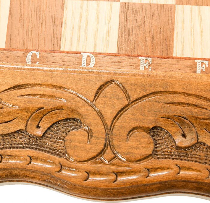 Chess made of precious wood in the casket "Camellia" carved, small