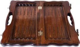 Игровой набор резной "Горные вершины" мини (шахматы, нарды и шашки) с ручкой