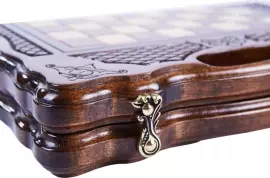 Игровой набор резной "Эдельвейс" (шахматы, нарды и шашки) с ручкой