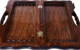 Игровой набор резной "Эдельвейс" (шахматы, нарды и шашки) с ручкой