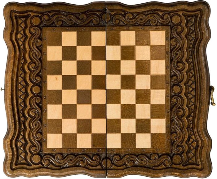 Chess and backgammon made of valuable wood "Wave" mini