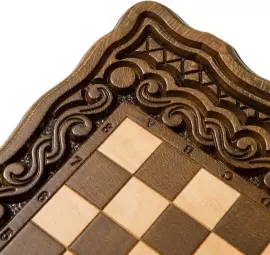 Шахматыи нарды из ценных пород дерева "Волна" мини