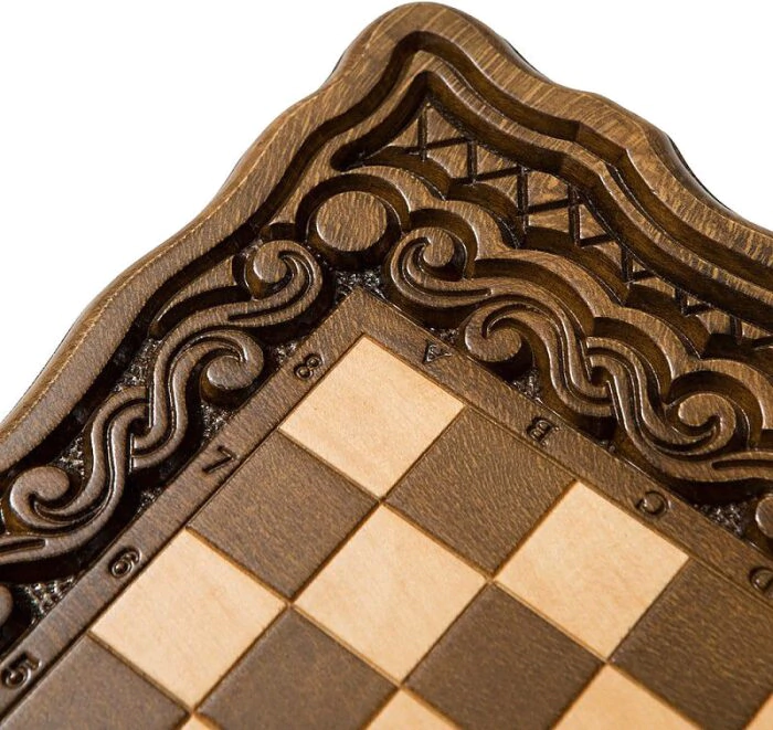 Chess and backgammon made of valuable wood "Wave" mini