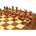 Carved chess, backgammon and checkers from beech "Volna" small