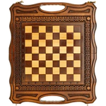 Carved chess, backgammon and checkers from beech "Volna" small
