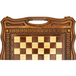 Carved chess, backgammon and checkers from beech "Volna" small