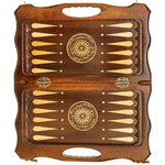 Carved chess, backgammon and checkers from beech "Volna" small
