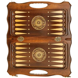 Carved chess, backgammon and checkers from beech "Volna" small