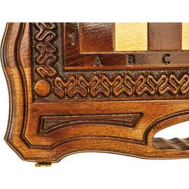 Carved chess, backgammon and checkers from beech "Volna" small