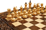 Carved chess, backgammon and checkers made of beech "Mountain peaks" small, with a handle