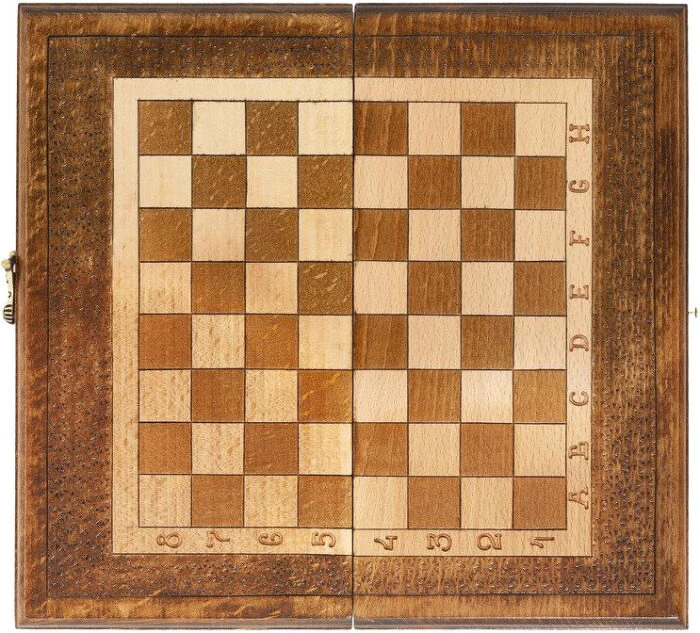 Chess, backgammon and checkers made of precious wood "Path" carved, mini