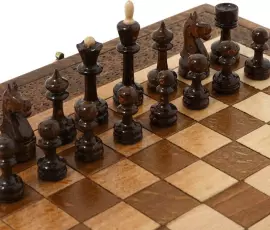 Шахматы, нарды и шашки из ценных пород дерева "Путь" резные, мини