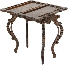 Шахматный стол из бука "Цветы" резной, с шахматами и нардами Шахматный стол из бука "Цветы" резной, с шахматами и нардами