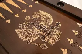 Нарды резные из бука "Герб РФ"