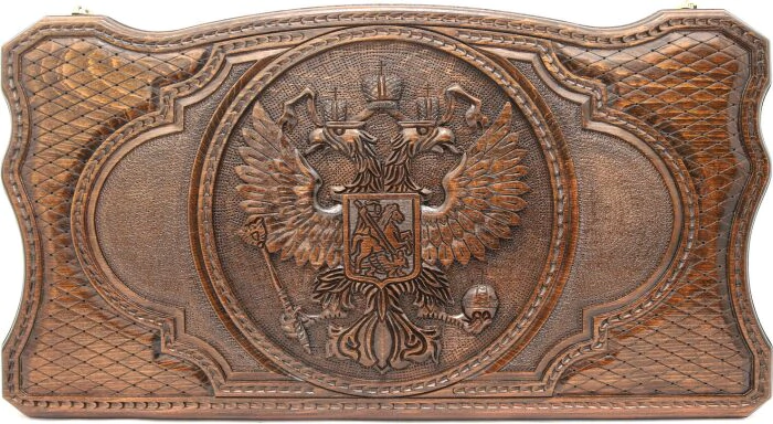 Backgammon carved "Coat of Arms of the Russian Federation 2"