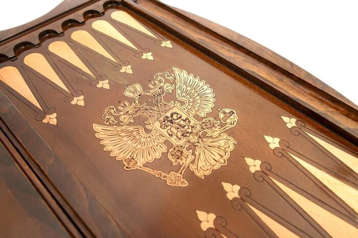 Backgammon carved "Coat of Arms of the Russian Federation 2"