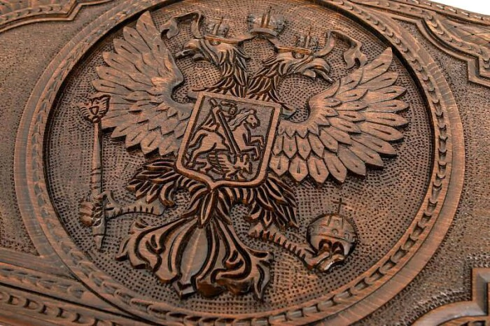 Backgammon carved "Coat of Arms of the Russian Federation 2"