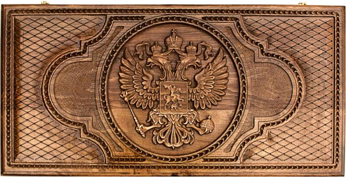Carved backgammon made of precious wood "Russia"