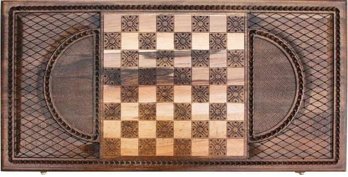 Carved backgammon made of precious wood "Russia"