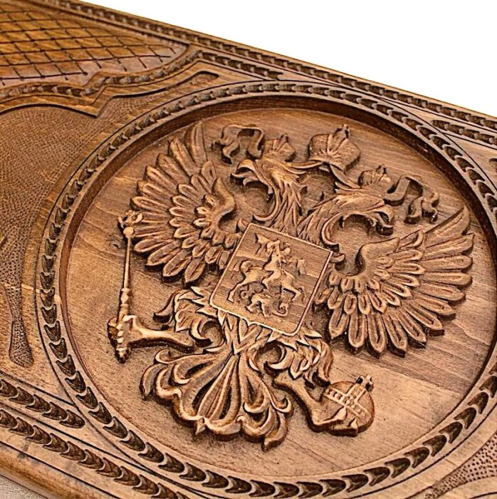 Carved backgammon made of precious wood "Russia"