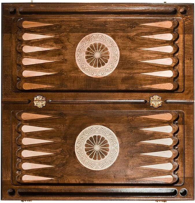 Carved backgammon made of precious wood "Russia"