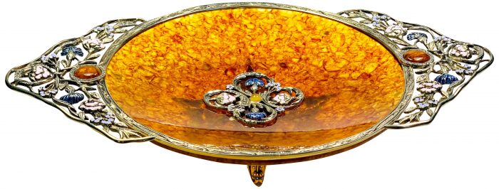 Candy bowl made of amber "Cornflowers", bronze