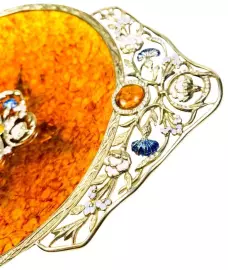 Конфетница из янтаря "Васильки", бронза