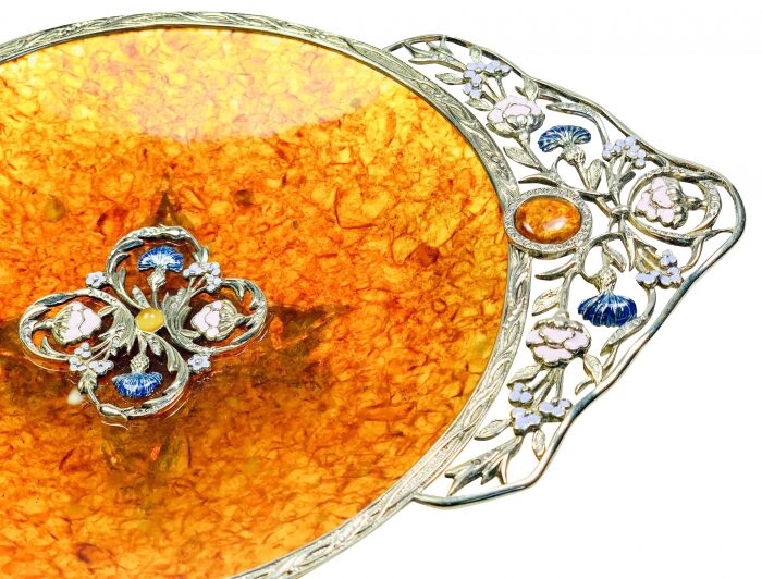 Candy bowl made of amber "Cornflowers", bronze