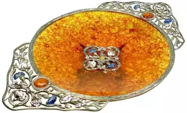 Конфетница из янтаря "Васильки", бронза