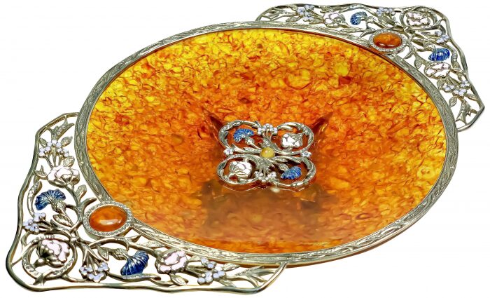 Candy bowl made of amber "Cornflowers", bronze