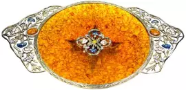 Конфетница из янтаря "Васильки", бронза